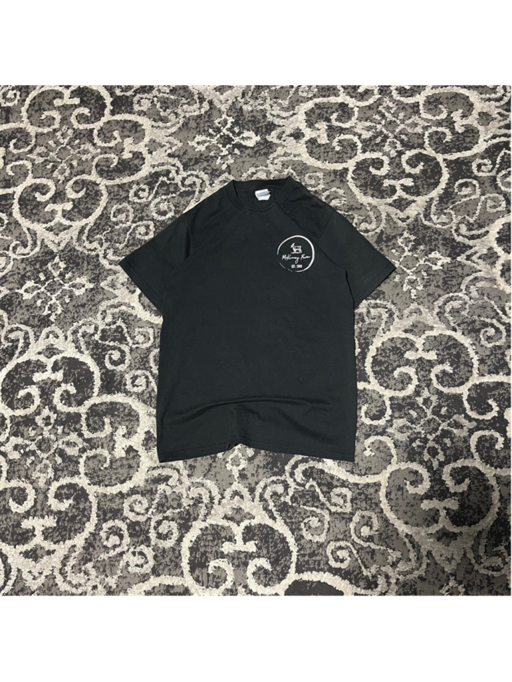 Men's Port & Company Black Short Sleeve Tee S with White Logo